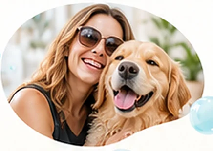 Opiekunka z golden retrieverem Bruno Opiekunka z golden retrieverem Bruno
